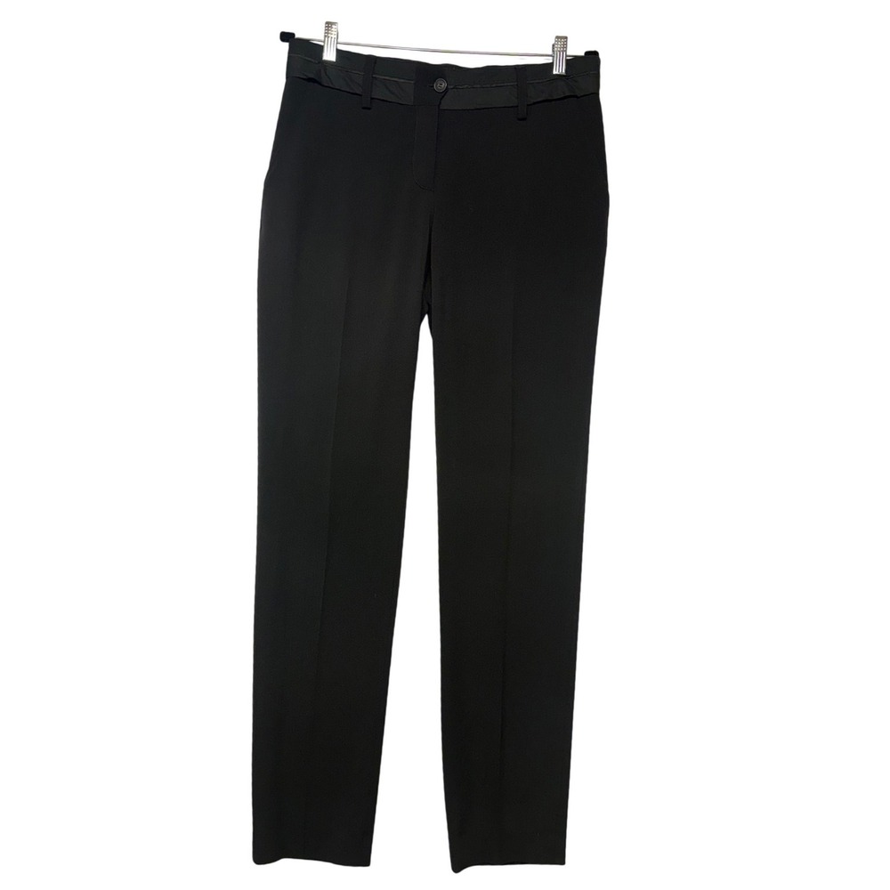 D&G Dolce & Gabbana Womens Black Straight Leg Dress Pants Satin Trim Sz 44 (10)